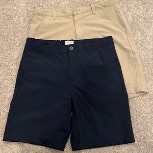Lot of 2, Cat Jack Performance Boys Navy and Khaki Flat Front Shorts size 16